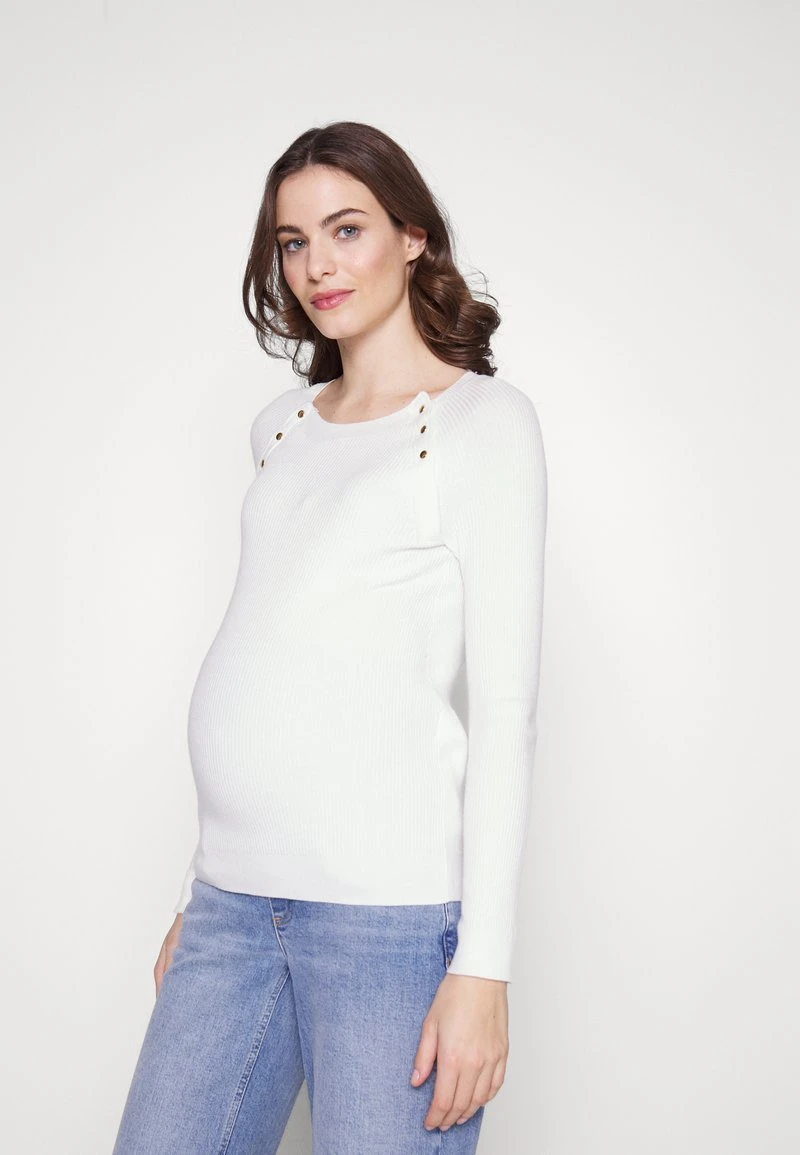 NURSING - BUTTON OPENING - Strickpullover - White 3 NURSING - BUTTON OPENING - Strickpullover - White