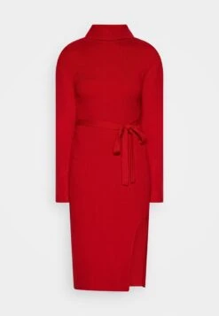 Anna Field ROLLKRAGEN RIPP MINI STRICKKLEID MIT GÜRTEL - Strickkleid - Red -Anna Field d04bebcd58f24f00a11111c54cc28fcb